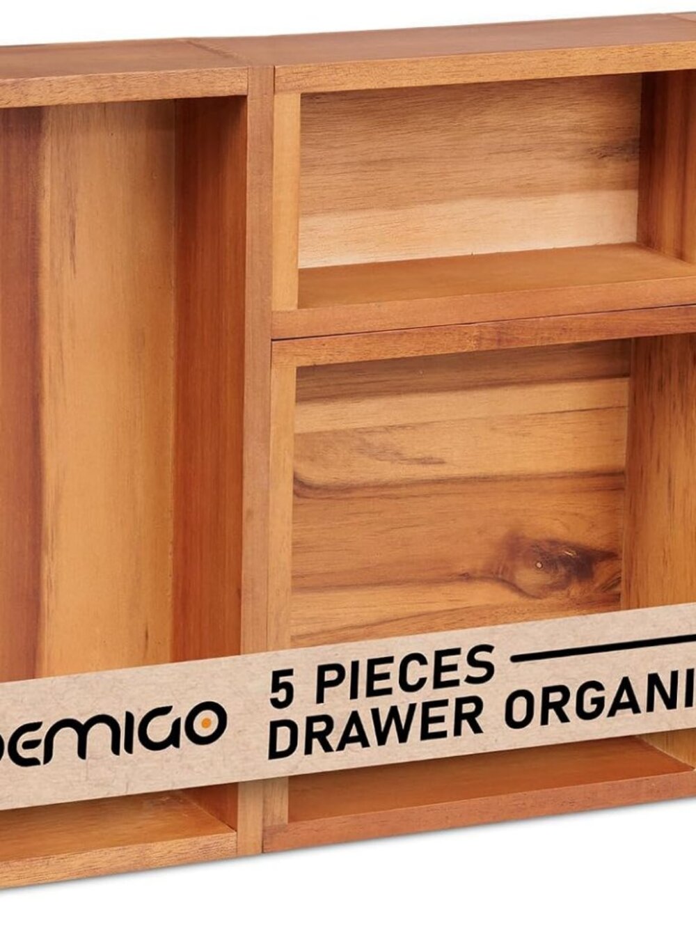 Demigo Acacia Wood Drawer Organizer Set of 5